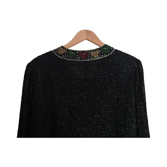 Vintage Women's - Laurence Kazar Beaded Bow Holiday Jacket, Size 1X - Picture 8 of 11